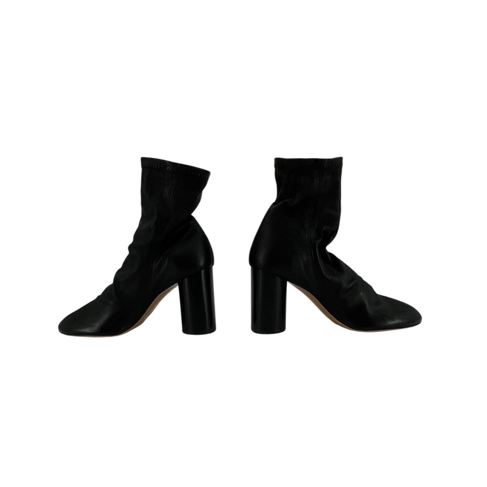 Isabel Marant Rouxy Sock Boots 38 Black Leather Stretch Block Heel